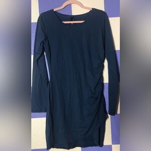 NWOT Bobi Long Sleeve Side Shirred Dress in Ink Blue - Size L